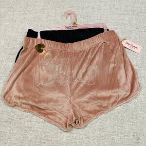 Juicy Couture Womens Velour Sleep Shorts in Pink & Black Size XL - Lot of 2